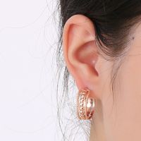 1 Pair Bridal Shiny C Shape Plating Stainless Steel 18K Gold Plated Ear Studs main image 3