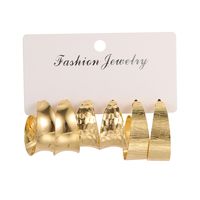 3 Pairs Vintage Style Exaggerated C Shape Round Plating Alloy Gold Plated Silver Plated Hoop Earrings sku image 1