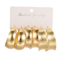 3 Pairs Vintage Style Exaggerated C Shape Round Plating Alloy Gold Plated Silver Plated Hoop Earrings sku image 10