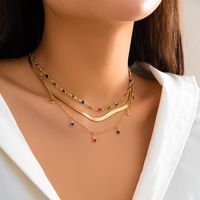 Simple Style Classic Style Commute Round Copper Artificial Crystal Necklace In Bulk sku image 1