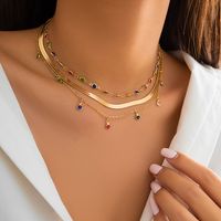 Simple Style Classic Style Commute Round Copper Artificial Crystal Necklace In Bulk main image 5