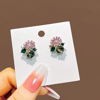 1 Pair Sweet Flower Inlay Alloy Rhinestones Ear Studs main image 2