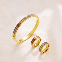 Casual Round Titanium Steel Plating Inlay Zircon 18k Gold Plated Rings Bracelets main image 1