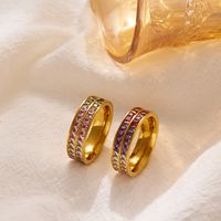 Casual Round Titanium Steel Plating Inlay Zircon 18k Gold Plated Rings Bracelets main image 4
