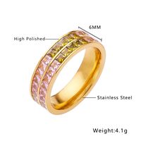 Casual Round Titanium Steel Plating Inlay Zircon 18k Gold Plated Rings Bracelets sku image 1