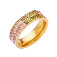 Casual Round Titanium Steel Plating Inlay Zircon 18k Gold Plated Rings Bracelets main image 6