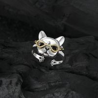 Cute Dog Sterling Silver Plating Open Rings main image 3