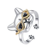 Cute Dog Sterling Silver Plating Open Rings main image 2