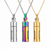 Retro Streetwear Perfume Bottle Stainless Steel Glass Plating Pendant Necklace main image 2