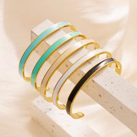 Casual C Shape Titanium Steel Epoxy Cuff Bracelets main image 4