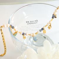 Elegant Star Water Droplets Freshwater Pearl Titanium Steel Brass Inlay Natural Stone Glass Stone Necklace main image 5