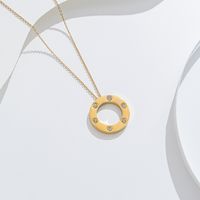 Streetwear Round Titanium Steel Plating Inlay Zircon 18k Gold Plated Pendant Necklace main image 5