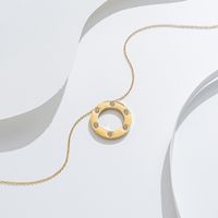 Streetwear Round Titanium Steel Plating Inlay Zircon 18k Gold Plated Pendant Necklace main image 4