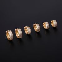 1 Pair Hip-Hop Simple Style Round Plating Inlay Copper Zircon K Gold Plated Hoop Earrings main image 1