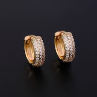 1 Pair Hip-Hop Simple Style Round Plating Inlay Copper Zircon K Gold Plated Hoop Earrings main image 5