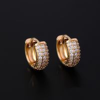 1 Paire Hip Hop Style Simple Rond Placage Incruster Le Cuivre Zircon Plaqué Or K Boucles D'oreilles Cerceau main image 4