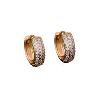 1 Pair Hip-Hop Simple Style Round Plating Inlay Copper Zircon K Gold Plated Hoop Earrings main image 2