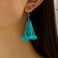 1 Pair Bohemian Tassel Plastic Seed Bead Chandelier Earrings main image 3