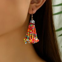 1 Pair Bohemian Tassel Plastic Seed Bead Chandelier Earrings main image 8