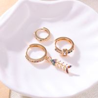 3 Pieces Set Glam Luxurious Shiny Circle Fish Bone Plating Inlay Copper Zircon Gold Plated Drop Earrings Earrings main image 3