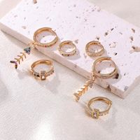 3 Pieces Set Glam Luxurious Shiny Circle Fish Bone Plating Inlay Copper Zircon Gold Plated Drop Earrings Earrings main image 5