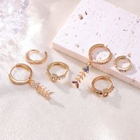3 Pieces Set Glam Luxurious Shiny Circle Fish Bone Plating Inlay Copper Zircon Gold Plated Drop Earrings Earrings main image 4