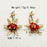 1 Pair Classical Starfish Flower Plating 304 Stainless Steel Natural Stone Pearl Beads 14K Gold Plated Drop Earrings main image 2