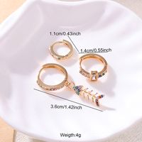 3 Pieces Set Glam Luxurious Shiny Circle Fish Bone Plating Inlay Stainless Steel Zircon 18k Gold Plated Drop Earrings Earrings sku image 2