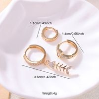 3 Pieces Set Glam Luxurious Shiny Circle Fish Bone Plating Inlay Copper Zircon Gold Plated Drop Earrings Earrings sku image 1