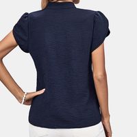 Women's Blouse Short Sleeve Blouses Jacquard Casual Simple Style Solid Color main image 3
