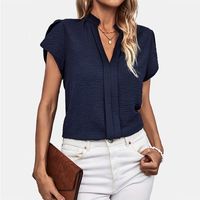 Women's Blouse Short Sleeve Blouses Jacquard Casual Simple Style Solid Color main image 5