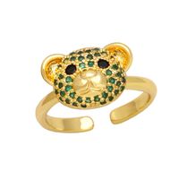 Cute Fashion Sweet Bear Copper Plating Inlay Zircon 18k Gold Plated Open Rings main image 7