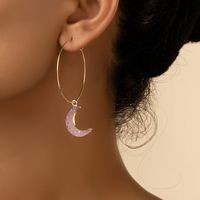 1 Pair Ig Style Retro Simple Style Round Moon Plating Alloy Drop Earrings main image 3