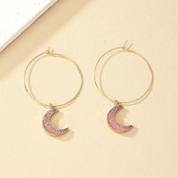 1 Pair Ig Style Retro Simple Style Round Moon Plating Alloy Drop Earrings main image 4