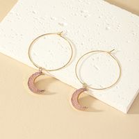 1 Pair Ig Style Retro Simple Style Round Moon Plating Alloy Drop Earrings main image 5