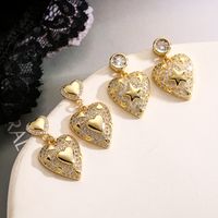 1 Pair Sweet Simple Style Commute Star Heart Shape Plating Inlay Copper Zircon 18k Gold Plated Drop Earrings main image 2
