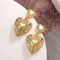 1 Pair Sweet Simple Style Commute Star Heart Shape Plating Inlay Copper Zircon 18k Gold Plated Drop Earrings sku image 2