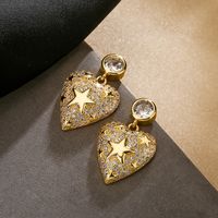 1 Pair Sweet Simple Style Commute Star Heart Shape Plating Inlay Copper Zircon 18k Gold Plated Drop Earrings main image 1
