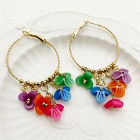 1 Pair Glam Commute Flower Patchwork Plating 304 Stainless Steel Acrylic 14K Gold Plated Drop Earrings main image 3