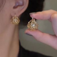 1 Pair Lady Round Inlay Artificial Crystal Artificial Gemstones Earrings sku image 7
