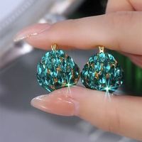 1 Pair Lady Round Inlay Artificial Crystal Artificial Gemstones Earrings main image 3