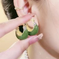 1 Pair Lady Round Inlay Artificial Crystal Artificial Gemstones Earrings sku image 5