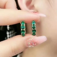 1 Pair Lady Round Inlay Artificial Crystal Artificial Gemstones Earrings sku image 11
