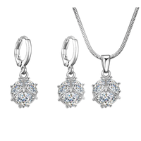 Copper Rhodium Plated Simple Style Plating Inlay Hairball Zircon Jewelry Set main image 3