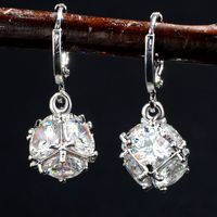 Copper Rhodium Plated Simple Style Plating Inlay Hairball Zircon Jewelry Set main image 5