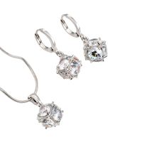 Copper Rhodium Plated Simple Style Plating Inlay Hairball Zircon Jewelry Set main image 2