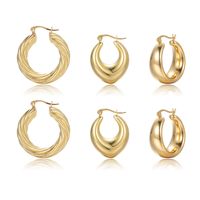 3 Pairs 5 Pairs Luxurious Simple Style Classic Style Round Water Droplets Twist Plating Alloy Gold Plated Silver Plated Hoop Earrings sku image 7
