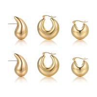 3 Pairs 5 Pairs Luxurious Simple Style Classic Style Round Water Droplets Twist Plating Alloy Gold Plated Silver Plated Hoop Earrings sku image 4