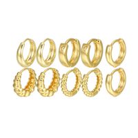 3 Pairs 5 Pairs Luxurious Simple Style Classic Style Round Water Droplets Twist Plating Alloy Gold Plated Silver Plated Hoop Earrings sku image 3