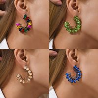1 Pair Simple Style Flower Glass Inlay Zircon Women's Ear Studs main image 1